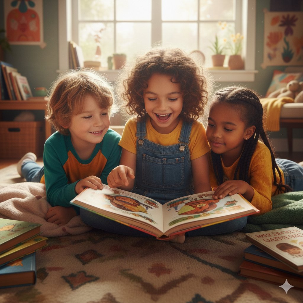 Children enjoying reading